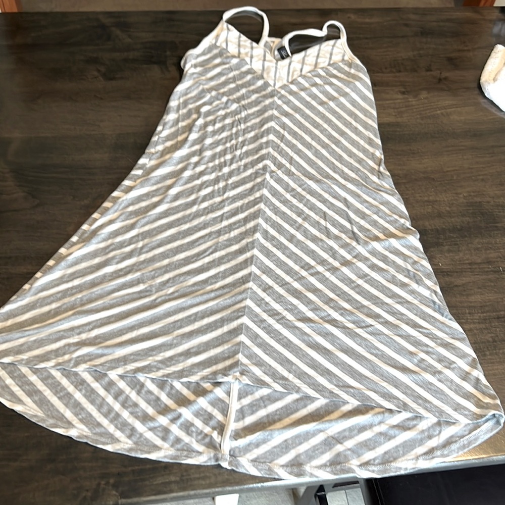 White gray striped lightweight dress. Size S